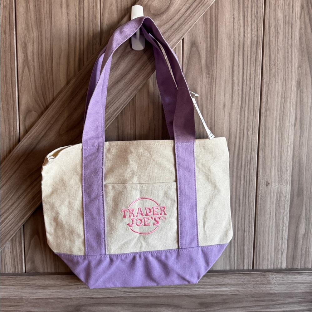 Trader Joes Lavender and Cream Tote Bag